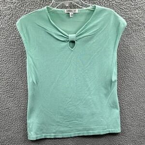 Coldwater Creek Women Knit Top M Mint Green Twist Keyhole Soft Sleeveless Office